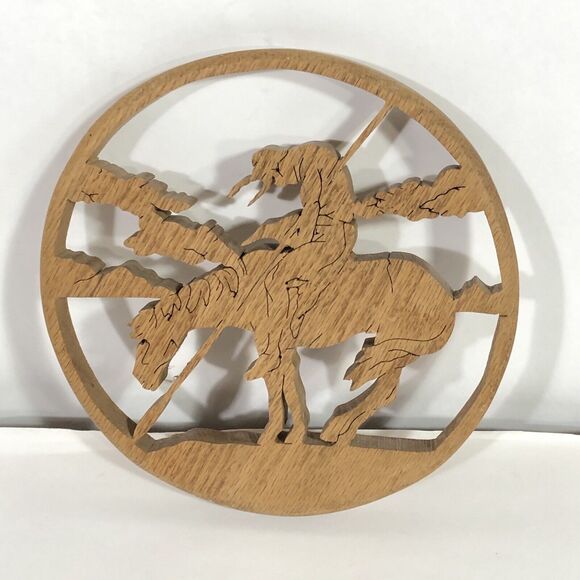 End of the Trail 8" Wood Cut Wooden Wall Hanging, based on Frasier Sculpture - Picture 1 of 9